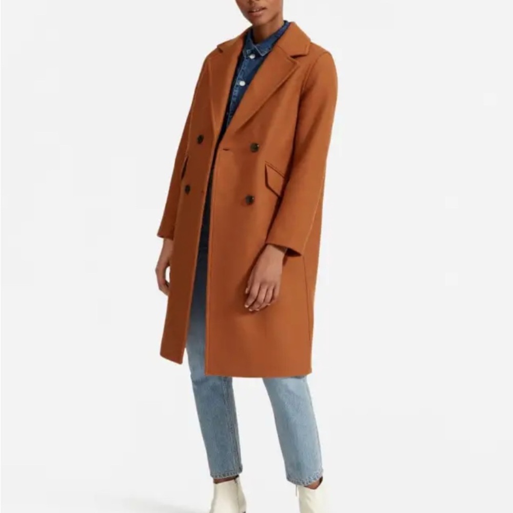 Everlane Double Breasted Wool Coat in Toffee